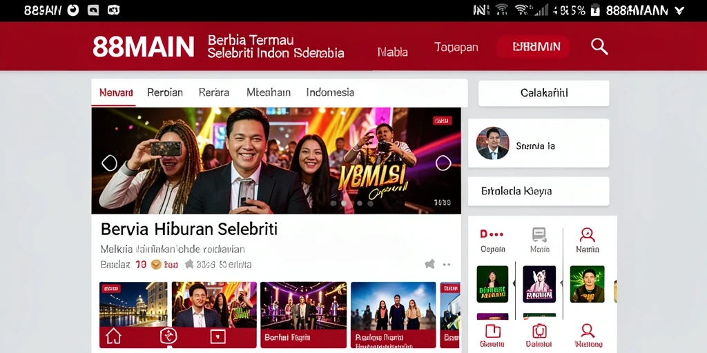 Tampilan antarmuka aplikasi 88MAIN untuk berita selebriti.