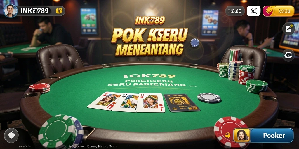 Screenshot antarmuka permainan Poker INK789 yang menarik dan interaktif.