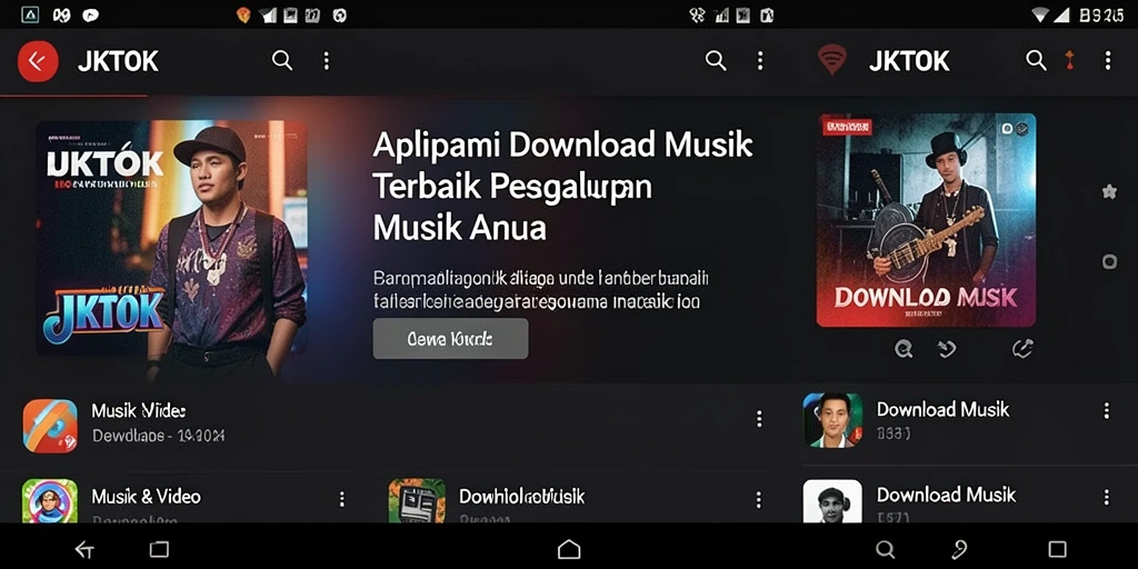 Antarmuka JKTOK menunjukkan kemudahan dalam mengunduh musik.