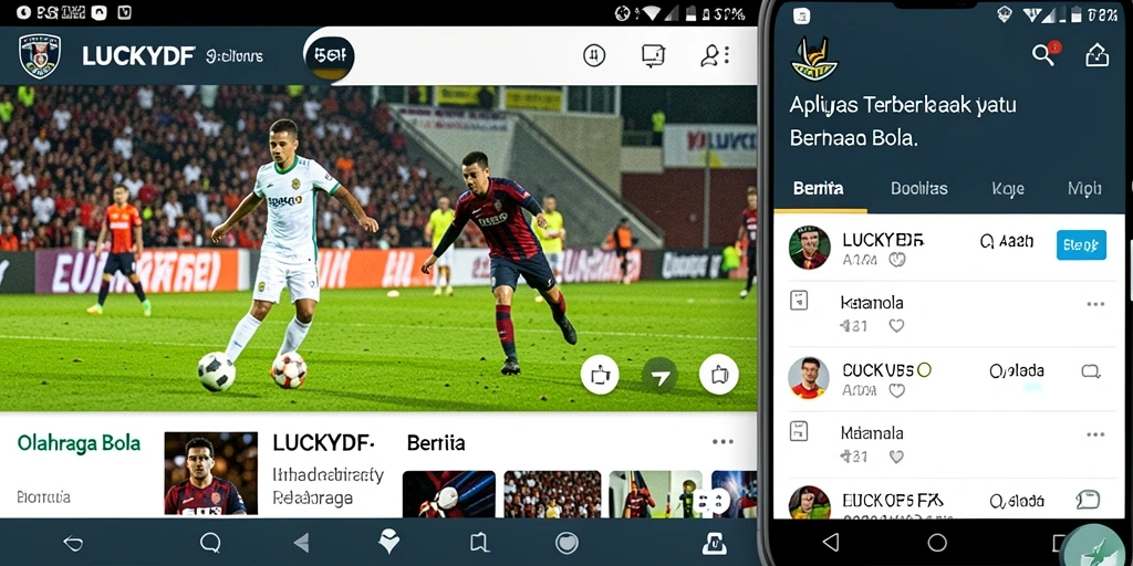 Antarmuka LUCKYDF yang menampilkan berita olahraga bola.