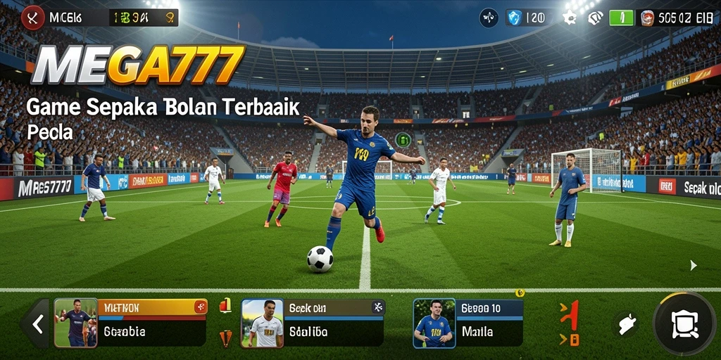 Antarmuka MEGA777 menampilkan pertandingan sepak bola yang mendebarkan.