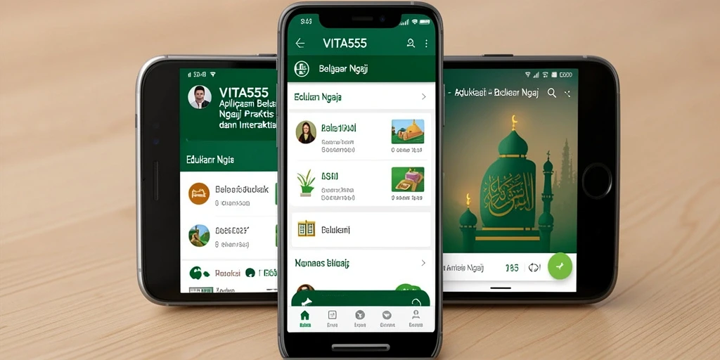 Antarmuka aplikasi VITA555 untuk belajar ngaji yang interaktif.